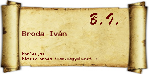 Broda Iván névjegykártya